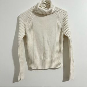 Geric Sport Girls White Turtle Neck Sweater Size XL Ribbed Long Sleeve chunky